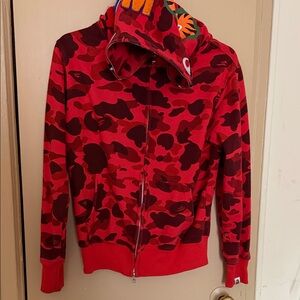 Red Camouflage Zip-Up Hoodie